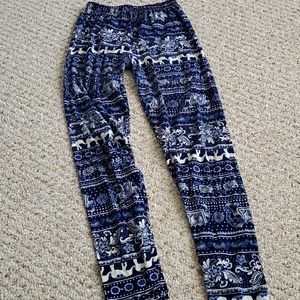 Dark blue elephant print pants